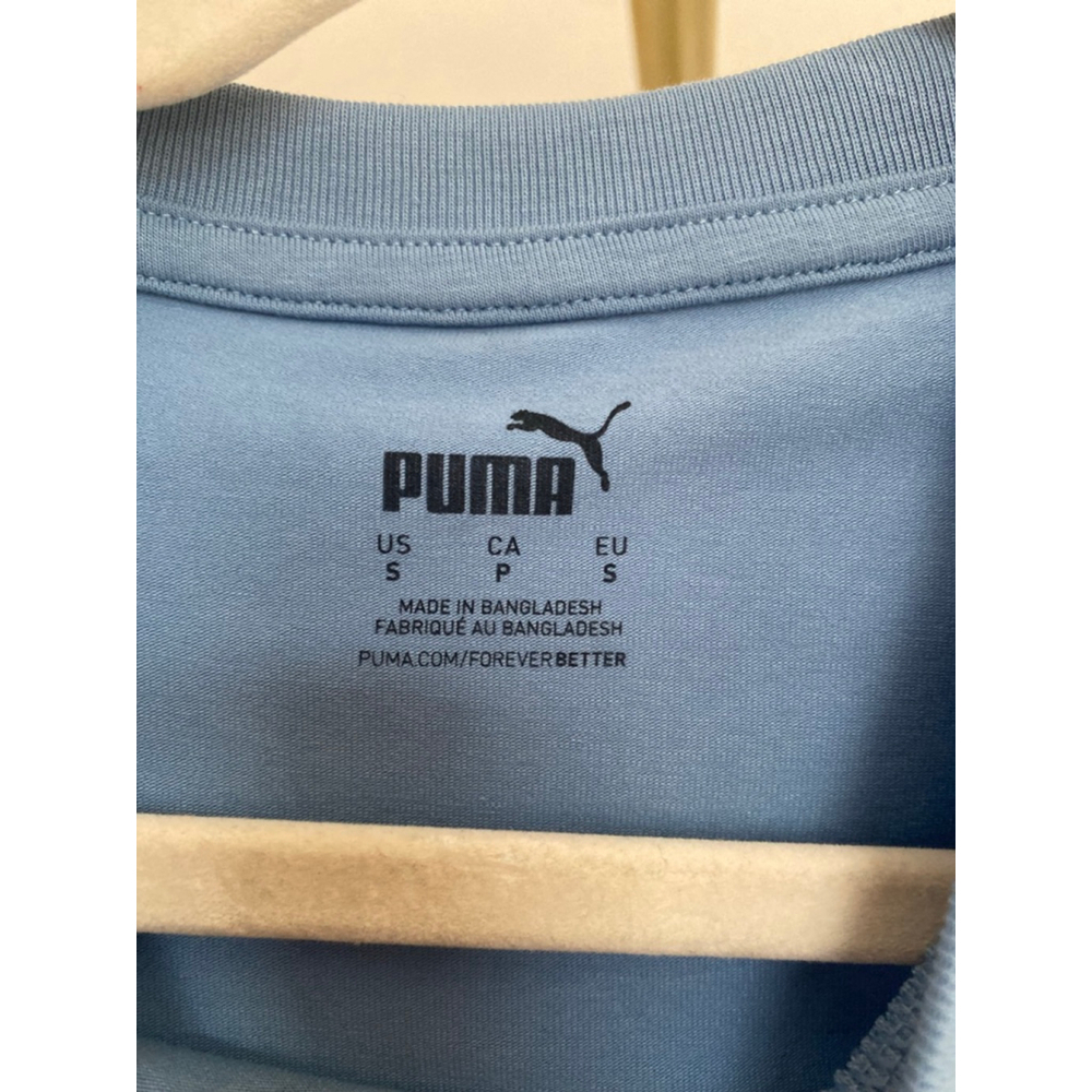 Puma Blue Floral Logo Knee Length T Shirt Dress Casual Sporty Summer Athleisure - Picture 4 of 7